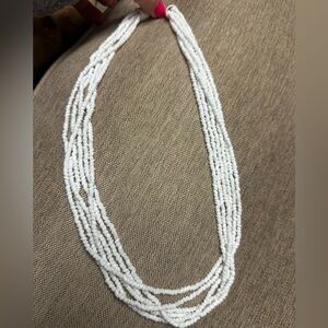 Women’s white necklace with lobster claw 12 inch hang